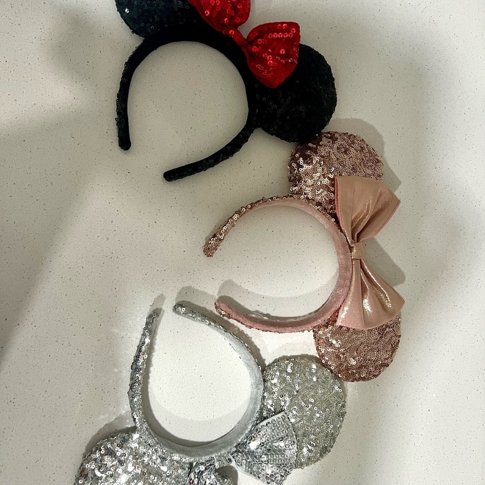 Set of 3 Authentic Disney Parks Sequin Mouse Ear Headbands Set